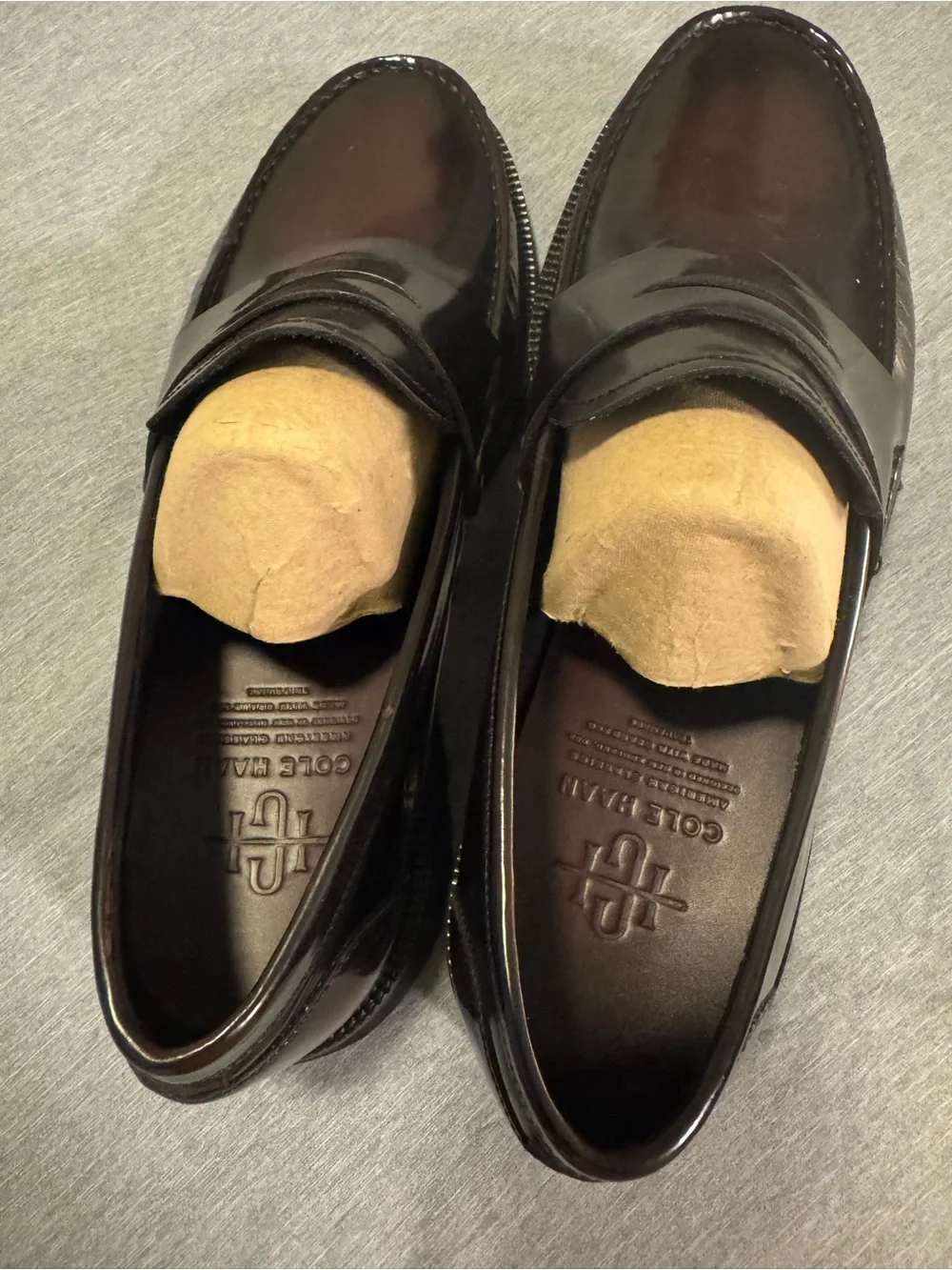 Cole Haan Black Gloss Leather Penny Loafers